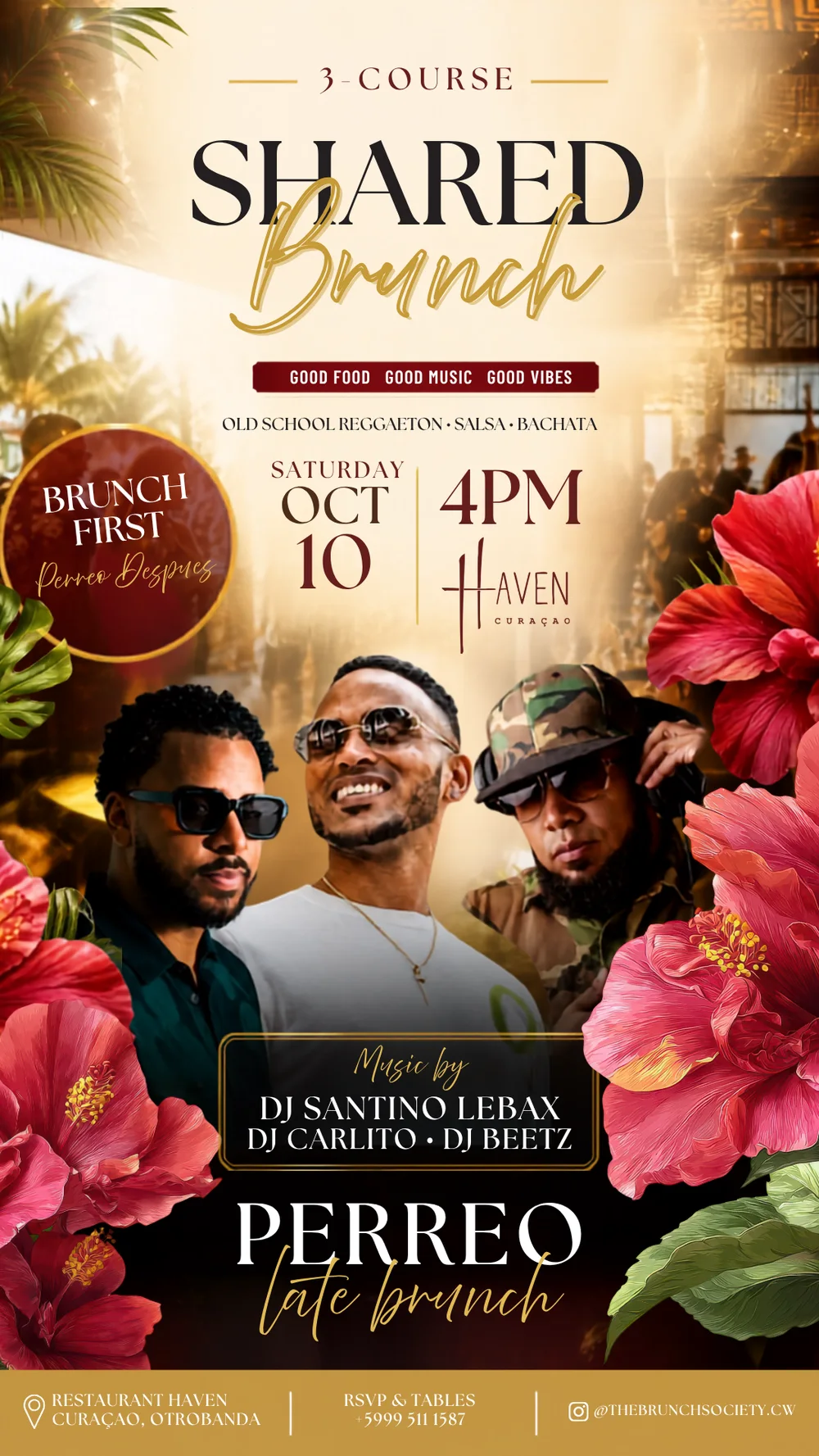 Perreo Late Brunch flyer — Saturday 10 October 2026, 4PM, Haven Curaçao